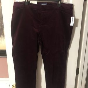 Wine Velveteen Ankle Length Pants